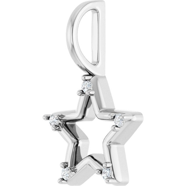 14K Gold Natural Diamond Star Charm Pendant