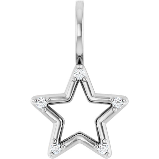 14K Gold Natural Diamond Star Charm Pendant