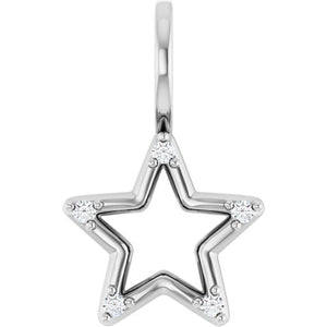14K Gold Natural Diamond Star Charm Pendant