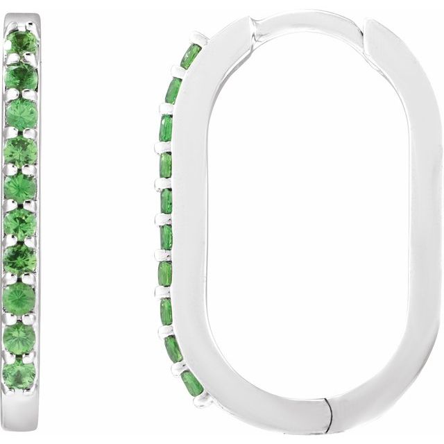 14K Gold Natural White Sapphire Hoop Earrings