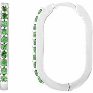 14K Gold Natural White Sapphire Hoop Earrings