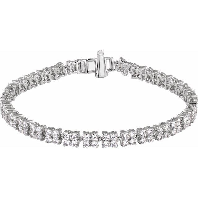 14K Gold Lab-Grown Diamond Cluster Line Bracelet