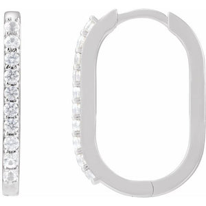 Natural White Sapphire Hoop Earrings in 14K Gold, Silver & Platinum