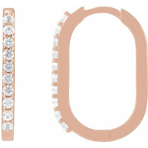 14K Gold Natural White Sapphire Hoop Earrings