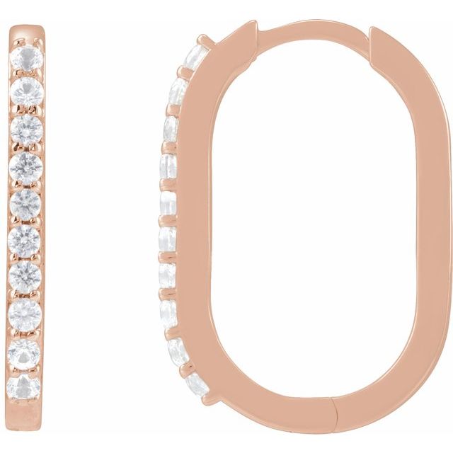 Natural White Sapphire Hoop Earrings in 14K Gold, Silver & Platinum