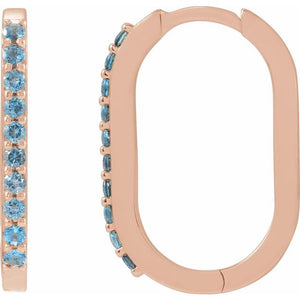 Natural White Sapphire Hoop Earrings in 14K Gold, Silver & Platinum