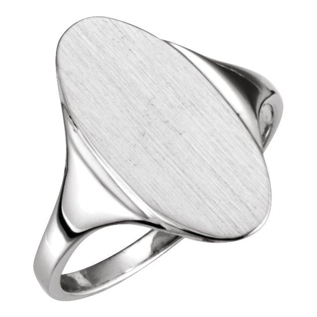Signet Ring | Platinum | Oval | 16.4 Mm × 8.5 Mm | Polished