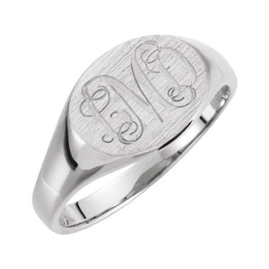 Signet Ring | 14K Gold, 18K Gold, Silver & Platinum | 12 X 9 Mm | Oval | Polished