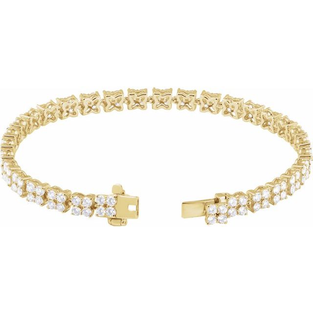 14K Gold Lab-Grown Diamond Cluster Line Bracelet