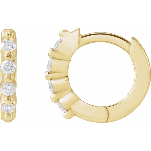 14K Gold Natural Diamond Hinged Hoop Earrings - Options Available