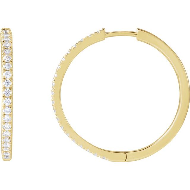 14K Gold Lab-Grown Diamond Hoop Earrings - Options Available