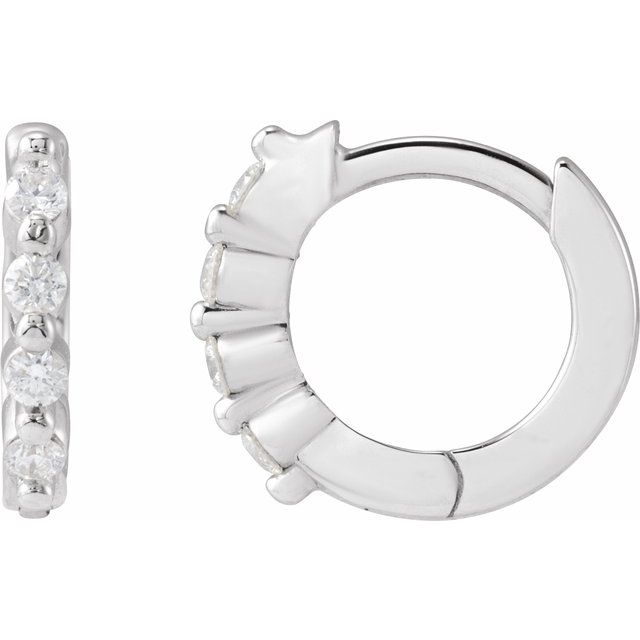 1/10 CTW Natural Diamond Hinged Hoop Earrings in 14K Gold, Silver & Platinum
