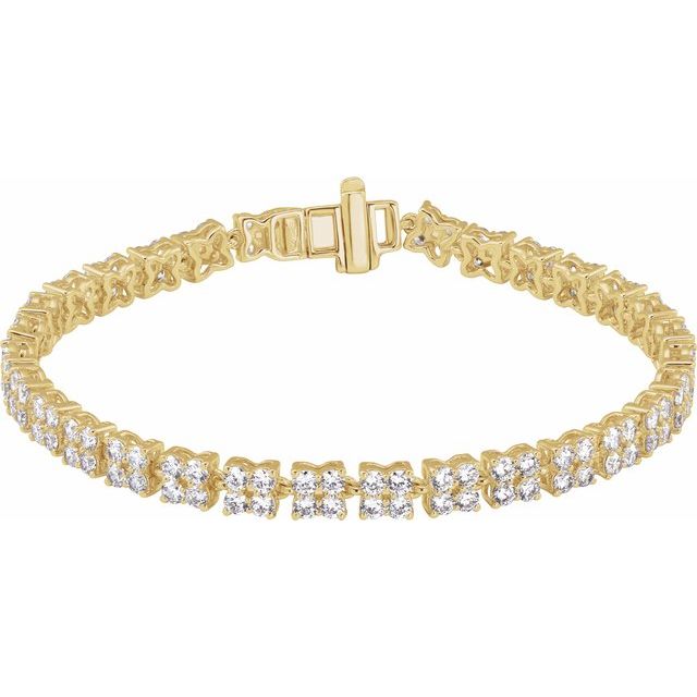 14K Gold Lab-Grown Diamond Cluster Line Bracelet