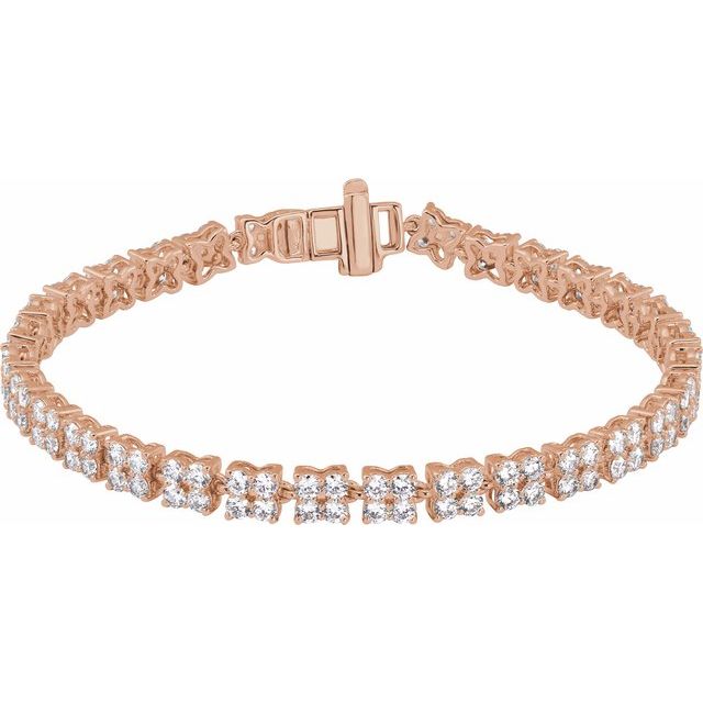 14K Gold Lab-Grown Diamond Cluster Line Bracelet