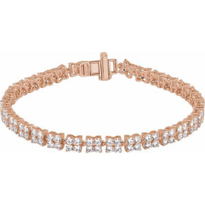 14K Gold Lab-Grown Diamond Cluster Line Bracelet