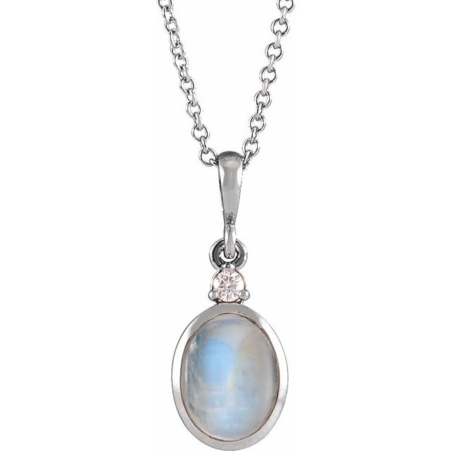 1/100 CTW Diamond Round Cabochon Bezel-Set Necklace in 14K Gold, Silver & Platinum