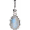 14K White Gold Natural Ethiopian Opal & Diamond Pendant - Bezel-Set