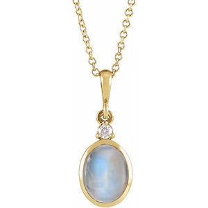 14K Gold Ethiopian Opal And Natural Diamond Bezel-Set Cabochon Pendant