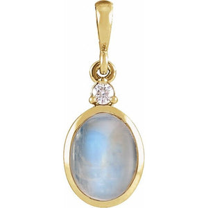 Natural Ethiopian Opal & Natural Diamond Bezel-Set Pendant in 14K Gold, Silver & Platinum
