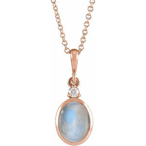 1/100 CTW Diamond Round Cabochon Bezel-Set Necklace in 14K Gold, Silver & Platinum