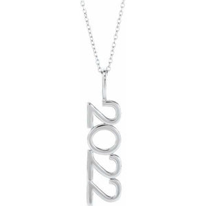 14K Gold, 27.57x7.97 mm Vertical Necklace - Elegant Commemoration