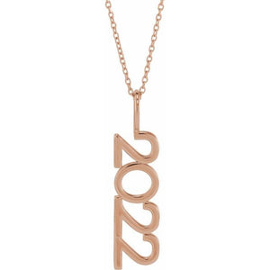 14K Gold, 27.57x7.97 mm Vertical Necklace - Elegant Commemoration