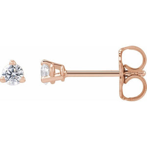 14K Gold Lab-Grown Diamond 3-Prong Basket Style Stud Earrings