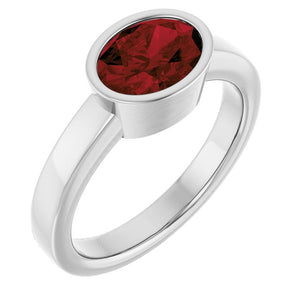 Natural Mozambique Garnet Solitaire Ring in 14K Gold, Platinum & Silver