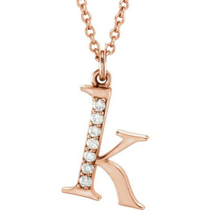14K White Gold .025 CTW Natural Diamond Initial 'A' 16