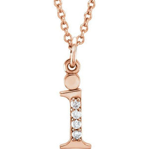 14K White Gold .025 CTW Natural Diamond Initial 'A' 16