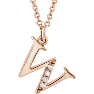 14K White Gold .025 CTW Natural Diamond Initial 'A' 16