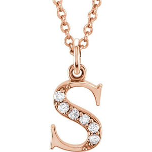 14K White Gold .025 CTW Natural Diamond Initial 'A' 16