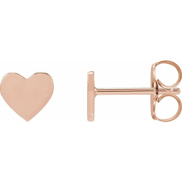 14K Gold Heart Stud Earrings