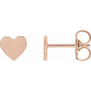 14K Gold Heart Stud Earrings