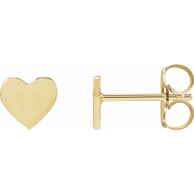 14K Gold Heart Stud Earrings