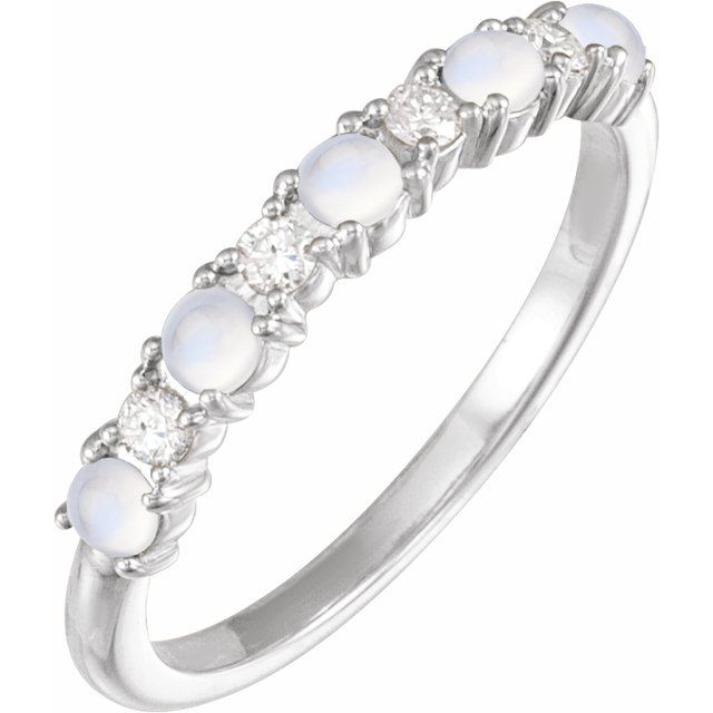 14K Gold Rainbow Moonstone and Diamond Ring - Options Available