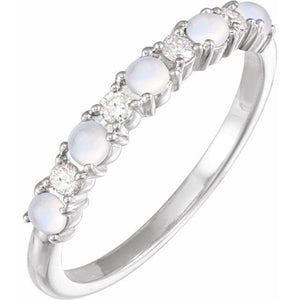 14K Gold Rainbow Moonstone and Diamond Ring - Options Available