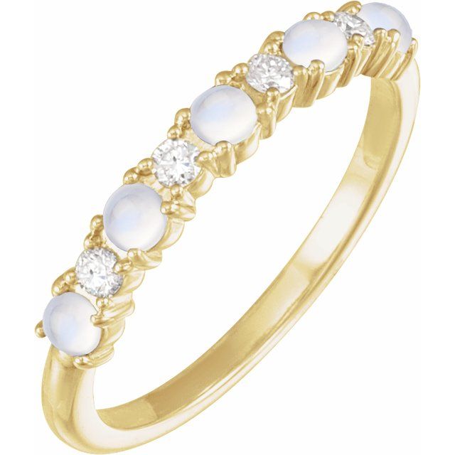 14K Gold Rainbow Moonstone and Diamond Ring - Options Available