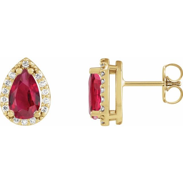 14K Gold Natural Diamond Halo-Style Basket Earrings