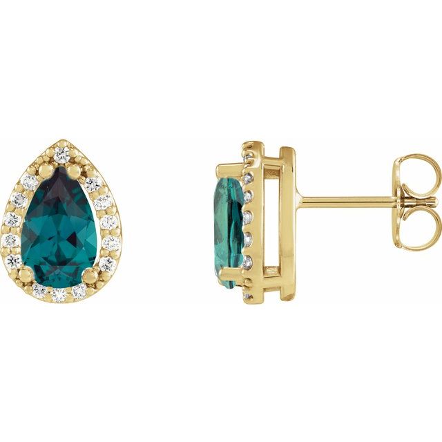 14K Gold Natural Diamond Halo-Style Basket Earrings