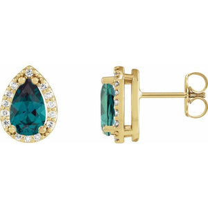 14K Gold Natural Diamond Halo-Style Basket Earrings