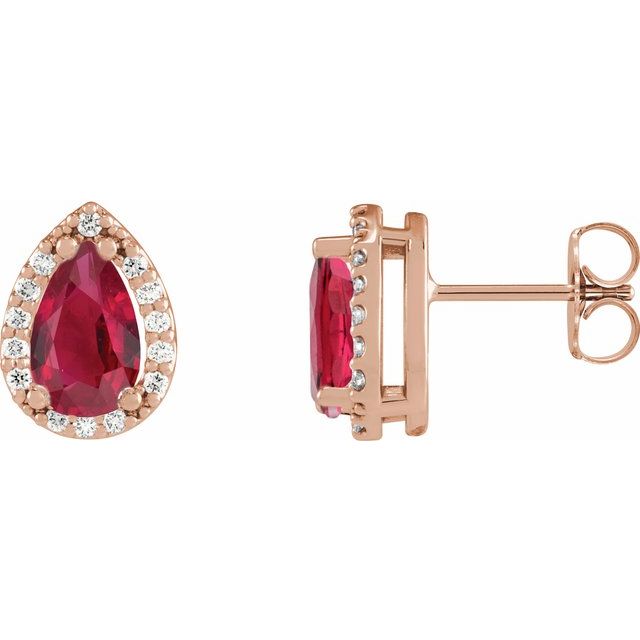 14K Gold Natural Diamond Halo-Style Basket Earrings