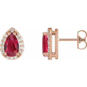 14K Gold Natural Diamond Halo-Style Basket Earrings