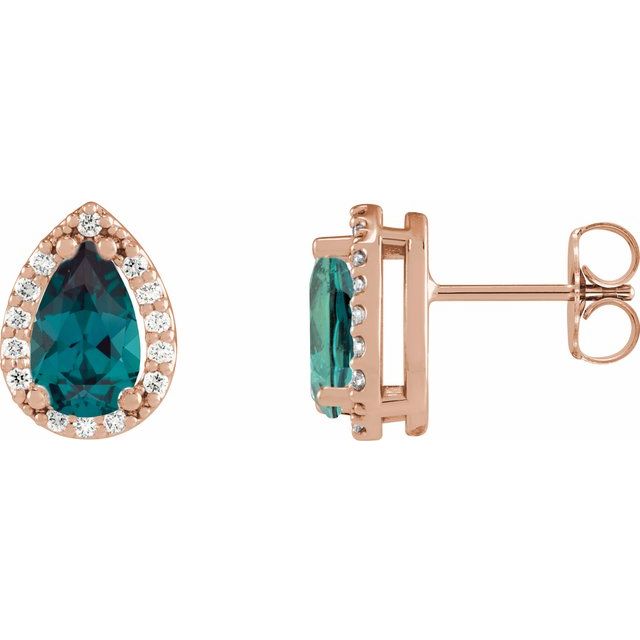 14K Gold Natural Diamond Halo-Style Basket Earrings