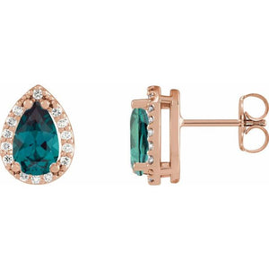 14K Gold Natural Diamond Halo-Style Basket Earrings