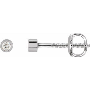 0.04 Ctw Natural Diamond Micro Bezel-Set Earrings