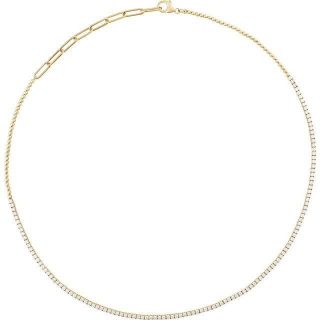 14K Yellow Gold, 3 1/5 CTW Natural Diamond Adjustable Necklace - Elegant Design