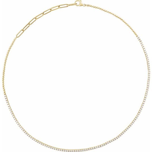 14K Gold Natural Diamond Adjustable Line Necklace - Options Available