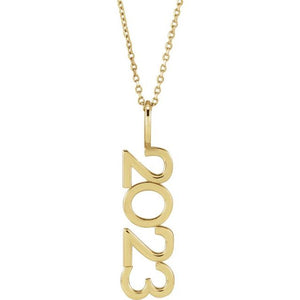 14K Gold, 27.57x7.97 mm Vertical Necklace - Elegant Commemoration