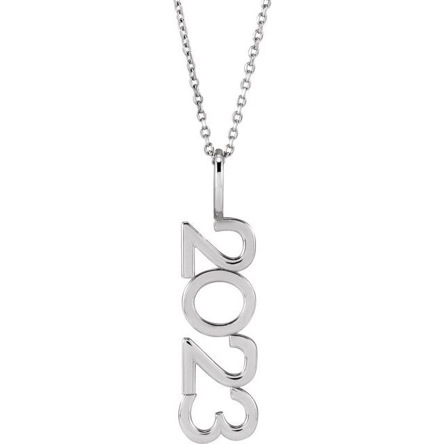 Platinum 2021 Year 27.57x7.97 mm Vertical Necklace - Elegant Commemoration